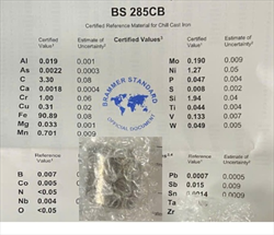 Mẫu chuẩn thành phần thép Brammer BS 285CB